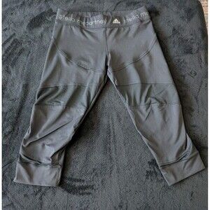 Stella McCartney Adidas Capri Cropped Athletic Leggings Black Mesh Sz Medium